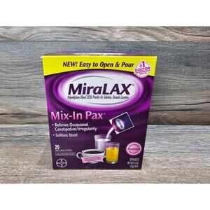 MiraLAX Unflavored Osmotic Laxative Powder Mix-In Pax -20 x 0.5oz PKs